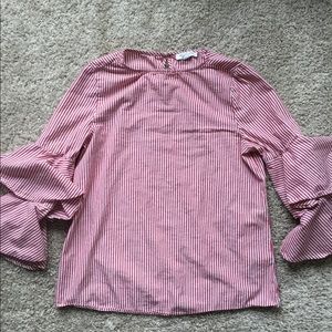 🔥🔥HOST PIC🔥🔥Stripped Ruffled Sleeve Blouse
